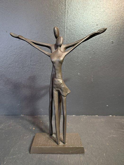 Beeld, Samen kunnen we alles aan - 23 cm - IJzer, Antiquités & Art, Curiosités & Brocante