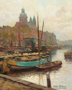 Kees Terlouw (1890-1948) - Moored boats with a view over the, Antiquités & Art