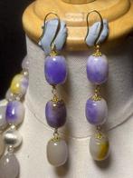 AAA-kwaliteit natuurlijke paarse en gele jade oorbellen en, Verzamelen