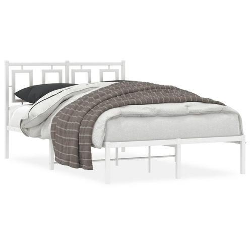 vidaXL Cadre de lit métal avec tête de lit blanc 120x200, Maison & Meubles, Chambre à coucher | Lits, Neuf, Envoi