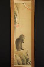 A monkey by the waterfall - With signature and seal  Sosen, Antiquités & Art