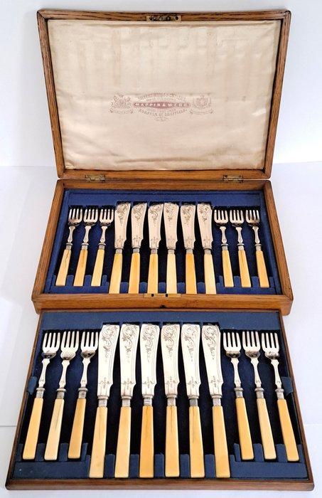 Mappin & Webb - Visbestekset voor 12 personen (24) - in, Antiek en Kunst, Antiek | Meubels | Tafels