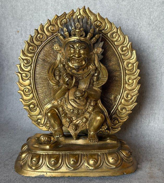 Mahakala 25 cm / 2.7 kg - Verguld brons - Azië, Antiek en Kunst, Antiek | Overige Antiek