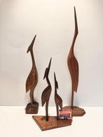 Beeldje - Four wooden cranes / birds (4) - Hout