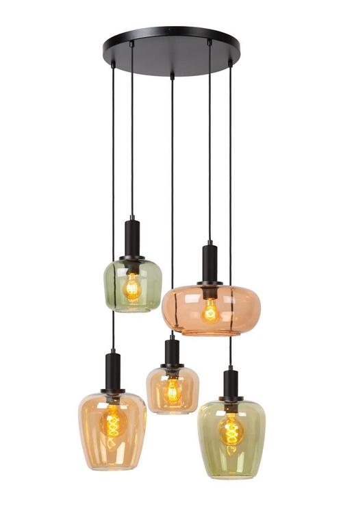Hanglamp Lucide ILONA -  - 5xE27 - Zwart -, Maison & Meubles, Lampes | Suspensions, Envoi