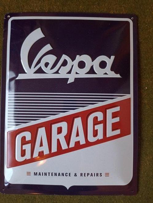 Garage Vespa/Vespa Garage - Plaque (1) - Métal, Antiek en Kunst, Antiek | Wandborden en Tegels