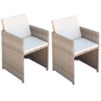vidaXL Tuinstoelen 2 st met kussens poly rattan beige, Tuin en Terras, Verzenden, Nieuw