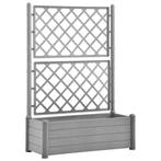 Bloembak met klimrek grijs | Retour deal | Tuin & Balkon, Tuin en Terras, Kunststof, 100 cm of meer, Verzenden, Nieuw