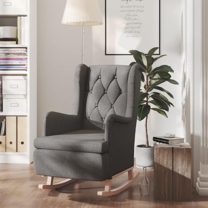 vidaXL Fauteuil met massief rubberwood schommelpoten stof, Huis en Inrichting, Fauteuils, Nieuw, Verzenden