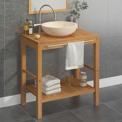 vidaXL Armoire de toilette en teck solide avec lavabo en, Maison & Meubles, Tables | Coiffeuses, Neuf, Envoi