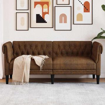 vidaXL Tweezitsbank Chesterfield-stijl stof bruin, Huis en Inrichting, Verzenden, Nieuw