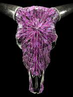 Geen veilingminimum - Adembenemende koe schedel met glazen