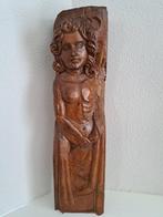 Beeld, Jonge dame houtsnijwerk - 45 cm - Eik