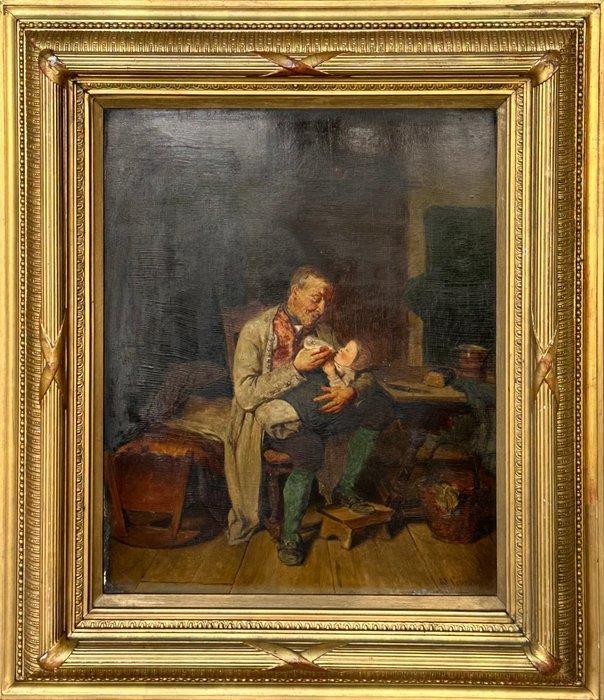 Otto Edmund Günther (1838-1884) - Left In Charge, Antiek en Kunst, Kunst | Schilderijen | Klassiek