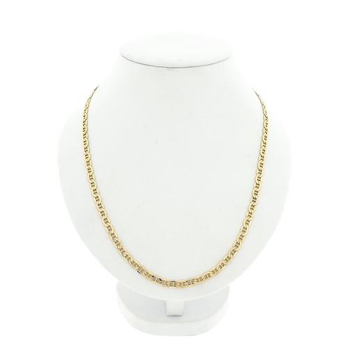 Massief gouden marine schakel ketting | 45,5 cm, Handtassen en Accessoires, Kettingen, Overige kleuren, Gebruikt, Goud, Ophalen of Verzenden