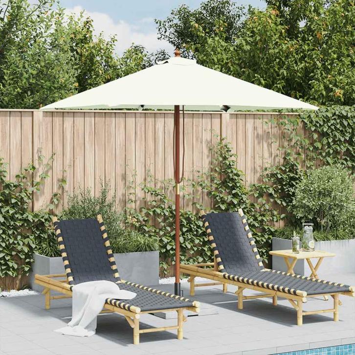 vidaXL Parasol met houten paal 150x200 cm zandkleurig, Tuin en Terras, Parasols, Nieuw, Verzenden