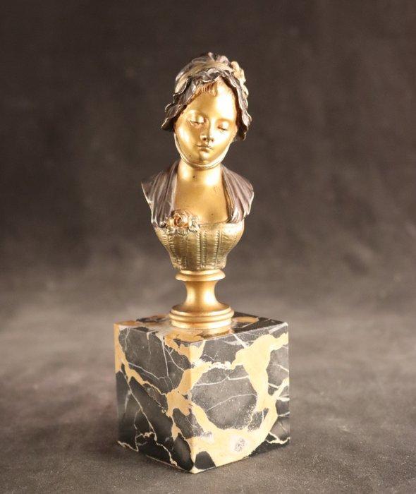 Alexandre Auguste Caron (1857-1932) - Buste, Dame met hoedje, Antiek en Kunst, Kunst | Designobjecten