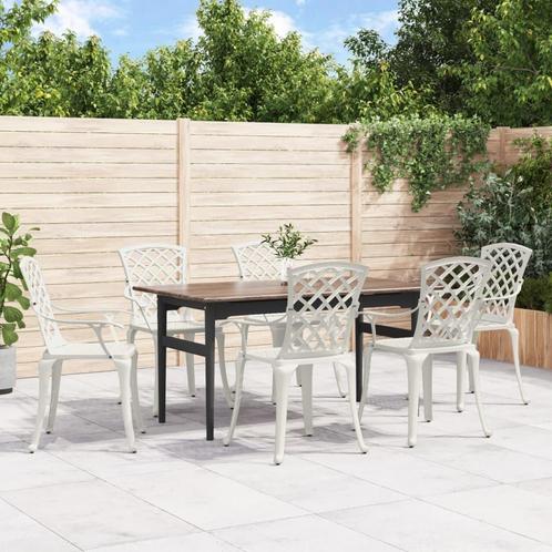 vidaXL Tuinstoelen 6 st gietaluminium wit, Tuin en Terras, Tuinsets en Loungesets, Nieuw, Verzenden