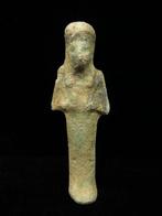Oud-Egyptisch Faience gedecoreerde Ushabti met een Hark en, Antiek en Kunst