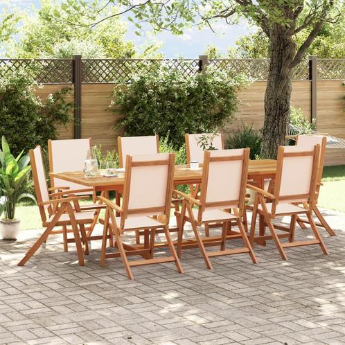 vidaXL 9-delige Tuinset massief acaciahout en textileen, Tuin en Terras, Tuinsets en Loungesets, Tuinset, Nieuw, Verzenden