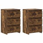 Bewerkt Hout Nachtkastjes (2 st.) | Retour Deal, Huis en Inrichting, Slaapkamer | Nachtkastjes, Minder dan 45 cm, Verzenden, Nieuw