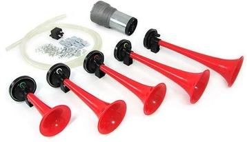 Fanfare hoorn pneumatisch 12 volt rood met compressor - L... beschikbaar voor biedingen