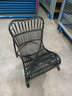 Rotan loungestoel hout riet zwart 800x800x880 mm, Ophalen of Verzenden, Nieuw in verpakking