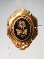 victorianische Goldbrosche mit Medaillon-Kammer - 14 karaat
