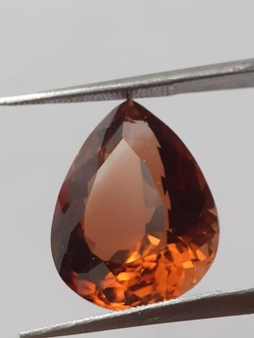 Natural orangy brownish Whiskey Topaz - 11.95 ct - Pear - AA beschikbaar voor biedingen