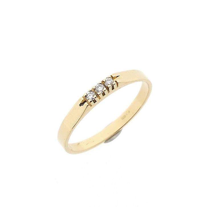 Gouden rijring met diamant; 0,03 ct., Handtassen en Accessoires, Ringen, Dame, Met edelsteen, Overige kleuren, 17 tot 18, Gebruikt