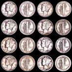 Verenigde Staten. dimes Group of eight (8) silver dimes
