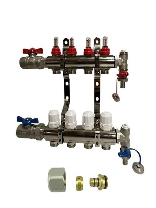 RVS vloerverwarming verdeler 7 groeps meest compleet  actie, Doe-het-zelf en Bouw, Verwarming en Radiatoren, 30 tot 80 cm, 500 tot 800 watt