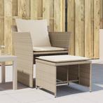 vidaXL Tuinstoel met voetenbank poly rattan beige, Tuin en Terras, Verzenden, Nieuw