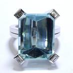 Ring - 18 karaat Witgoud - 28.60ct. tw. Aquamarijn - Diamant, Nieuw