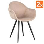 Stoelen | FIONA |  Fluweel/Metaal | Sand |  Zwarte Poten |HC, Verzenden, Nieuw in verpakking