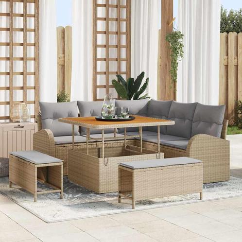 vidaXL Tuinbank Set 8 pcs Beige, Lichtgrijs 100 x 100 x 71, Tuin en Terras, Tuinsets en Loungesets, Nieuw, Verzenden