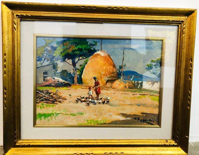 Cafiero Filippelli (1889-1973) - Paesaggio di famiglia, Antiek en Kunst, Kunst | Schilderijen | Klassiek
