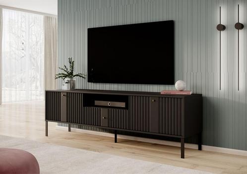 TV-Meubel zwart 180x40x55 2 deuren goud zwarte pootjes, Maison & Meubles, Armoires | Mobilier de télévision, Envoi