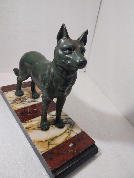 Beeldje - Berger Allemand sur marbre - Legering, Antiek en Kunst, Kunst | Designobjecten