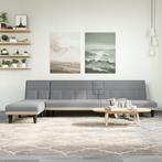 vidaXL Slaapbank L-vormig 255x140x70 cm stof lichtgrijs, Verzenden, Nieuw