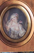 Cadre- Portrait mignature jeune marquise française avec son