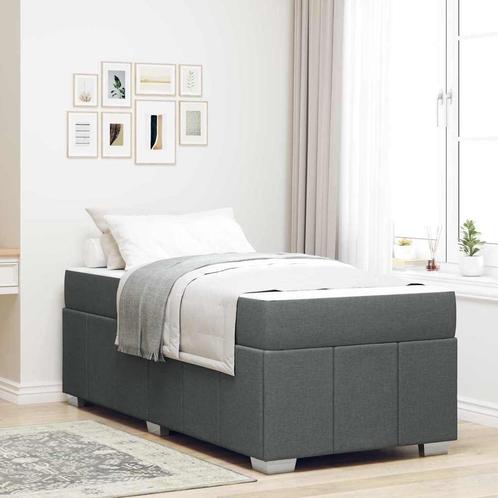 vidaXL Bedframe met matras Donkergrijs 100 x 200 cm Stof, Huis en Inrichting, Slaapkamer | Bedden, Nieuw, Verzenden