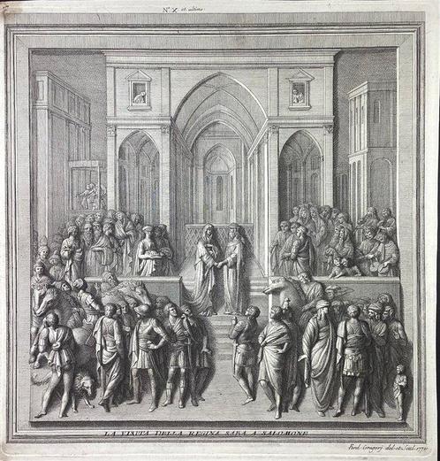 Ferdinando Gregori (1743-1804) - La visita della Regina di, Antiek en Kunst, Antiek | Overige Antiek