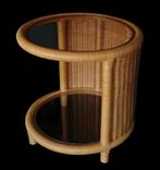 Bijzettafel - Bamboe met twee originele geharde glasbladen -