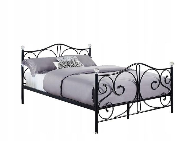 Stijlvol zwart metalen bedframe 140x200 cm met kristal de..., Doe-het-zelf en Bouw, Metalen, Nieuw, Ophalen of Verzenden
