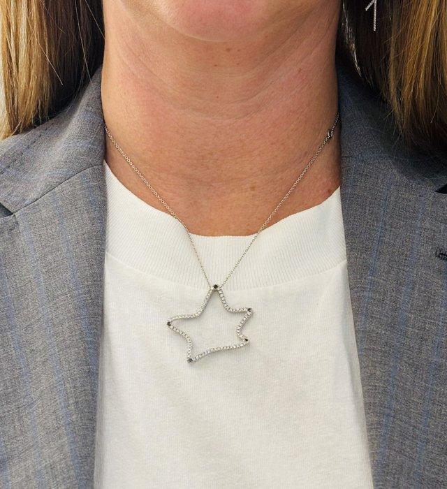 Halsketting - 18 karaat Witgoud Diamant (Natuurlijk) -, Handtassen en Accessoires, Kettingen