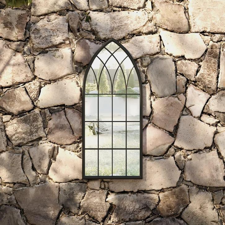 vidaXL Tuinspiegel 70x30 cm ijzer zwart, Huis en Inrichting, Woonaccessoires | Spiegels, Nieuw, Verzenden