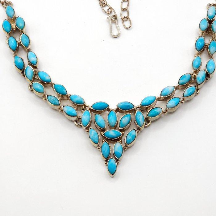 Zilver, 925 sterlingzilver met natuurlijke Larimar -, Collections, Minéraux & Fossiles