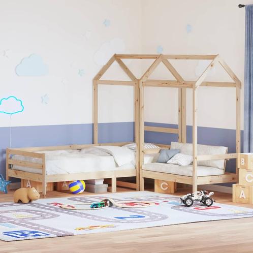 vidaXL Kinderbed met huisje en bankje massief grenenhout, Maison & Meubles, Chambre à coucher | Lits, Envoi