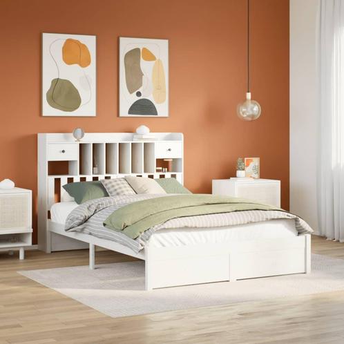 vidaXL Bed met boekenkast zonder matras grenenhout wit, Huis en Inrichting, Slaapkamer | Bedden, Nieuw, Verzenden